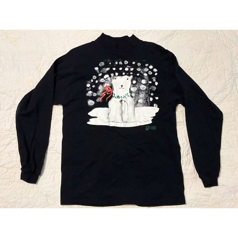 Long Sleeve Turtleneck Shirt With Polar Bear Design By Lofteez